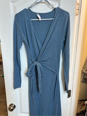 Zara Wrap Tie Midi Dress - Slate Blue